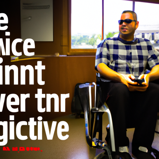תמונה של אדם בכיסא גלגלים עם הכיתוב "ההתקן הנכון יכול לעשות הבדל גדול בחייו של אדם שחי עם מוגבלות"