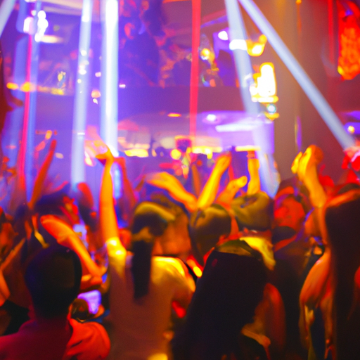 מועדון צפוף בבנגקוק עם אורות עזים ואנשים רוקדים.